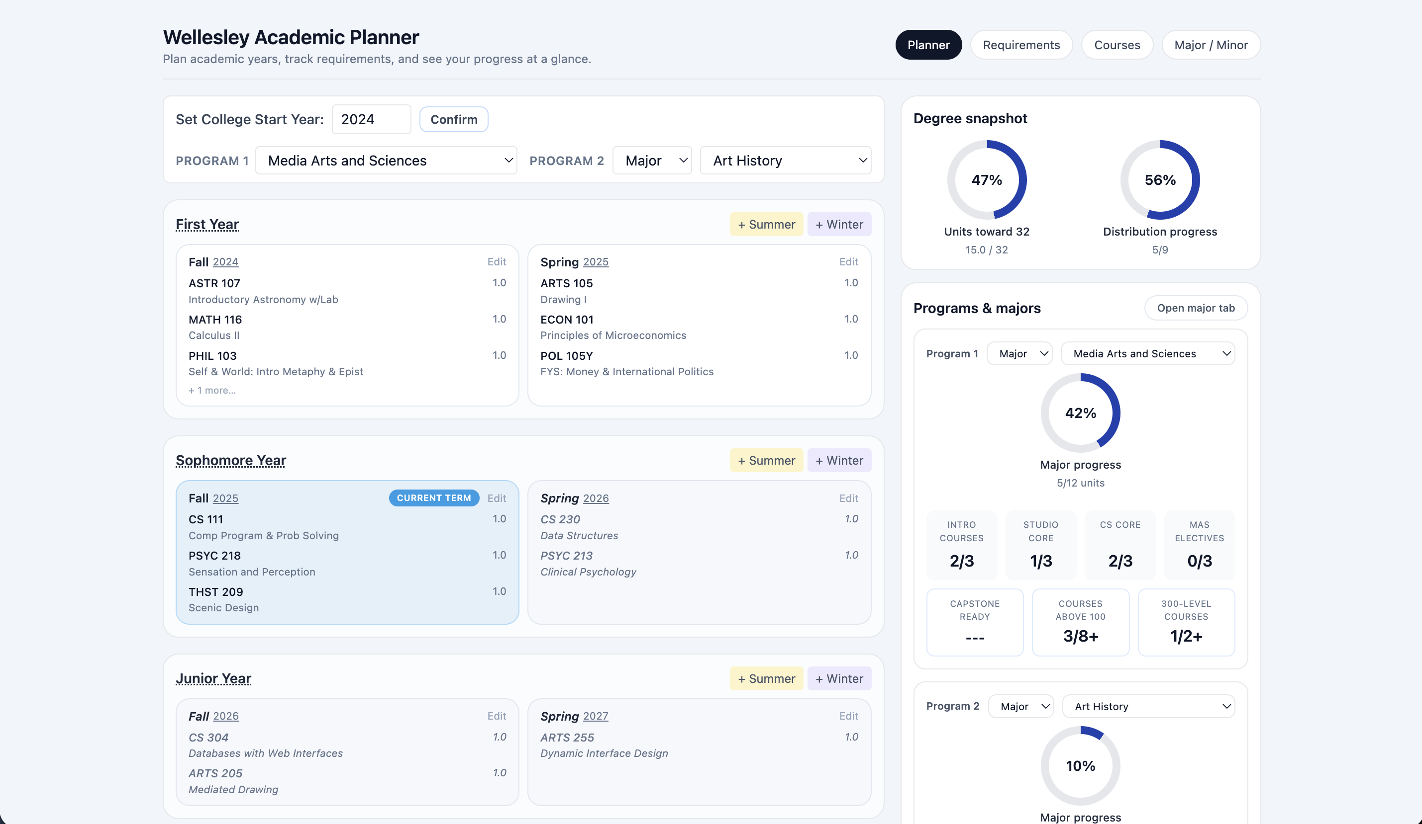 Wellesley Degree Tracker